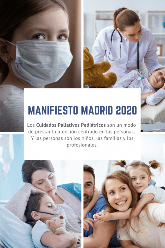 Imágenes que muestran a profesionales Fundación porqueViven cuidando niños y familias, bajo el lema MANIFIESTO MADRID 2020