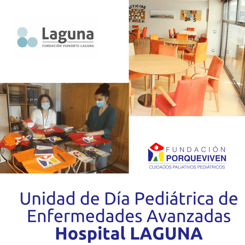 Dos profesionales, con mascarilla, preparan material en la Unidad de Día Pediátrica en Madrid