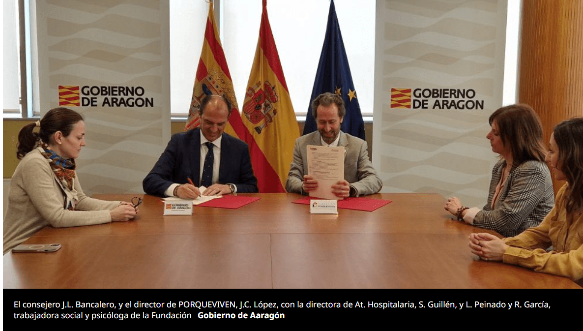 Representantes Fundación porqueViven renuevan convenio con Gobierno de Aragón, fortaleciendo cuidados paliativos pediátricos