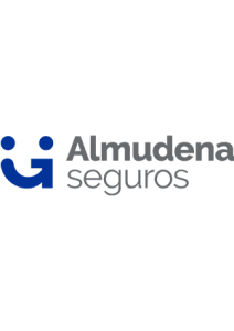 Logo de Almudena Seguros, con una sonrisa azul junto al texto en gris, en Madrid