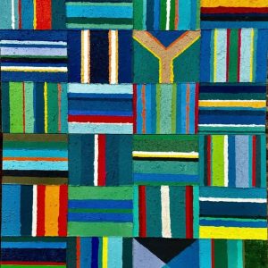Obra Bandera 18 de Gonzalo Peral, tecnica mixta acrilico y arena