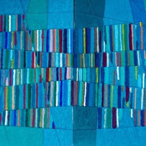 Obra Bandera 32 de Gonzalo Peral, tecnica mixta acrilico y arena