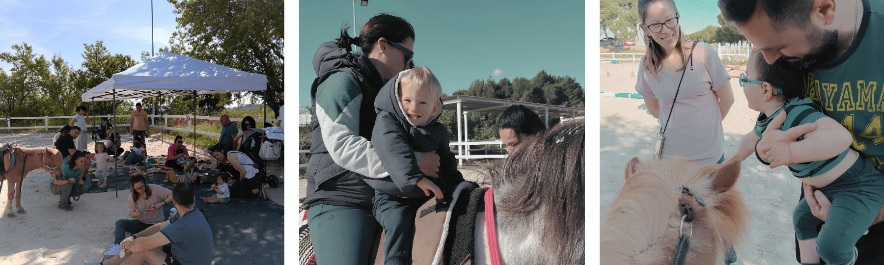 Niños y familias participan en una jornada de equinoterapia organizada por Fundación porqueViven en Zaragoza dentro de su programa de cuidados paliativos pediátricos y acompañamiento integral.